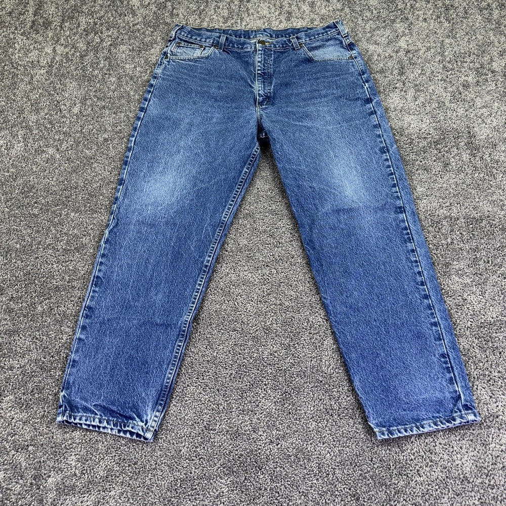 Carhartt B17 DST Jeans Mens 40x30 Blue Relaxed Straight Stone Denim Workwear